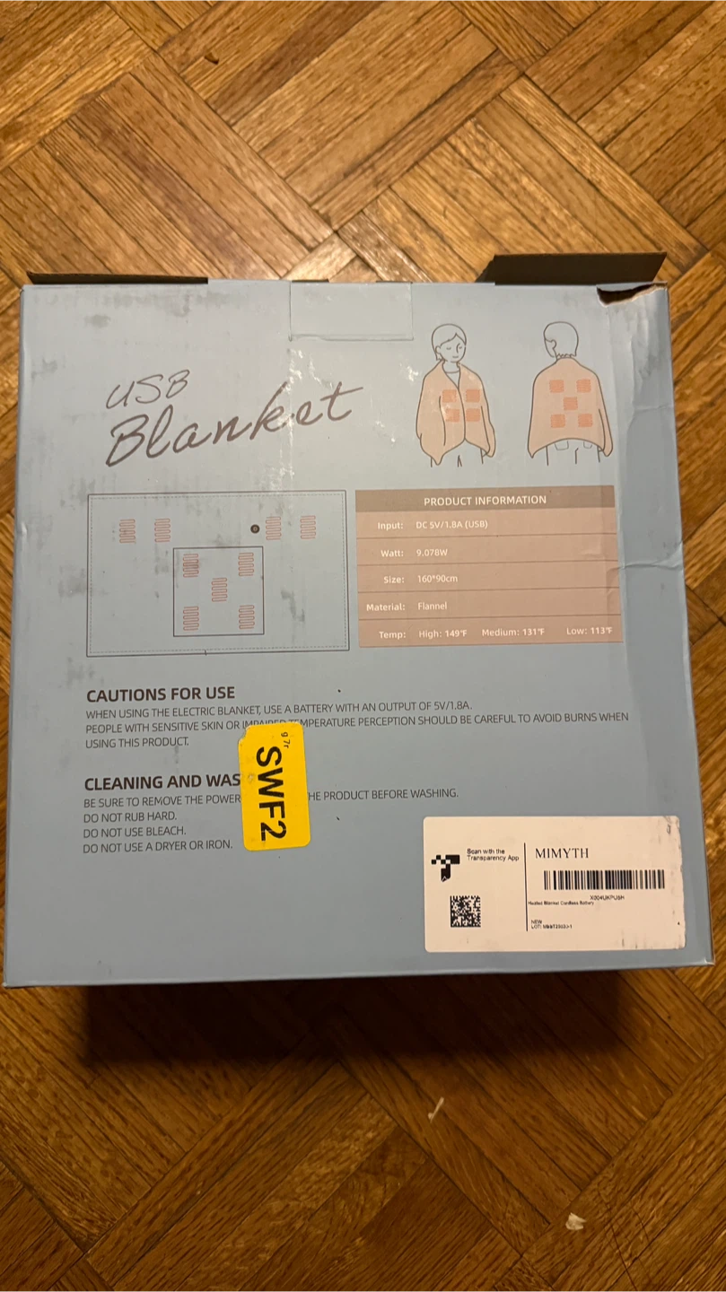 Mimyth Wearable USB Heated Blanket - New in Box! - photo 3