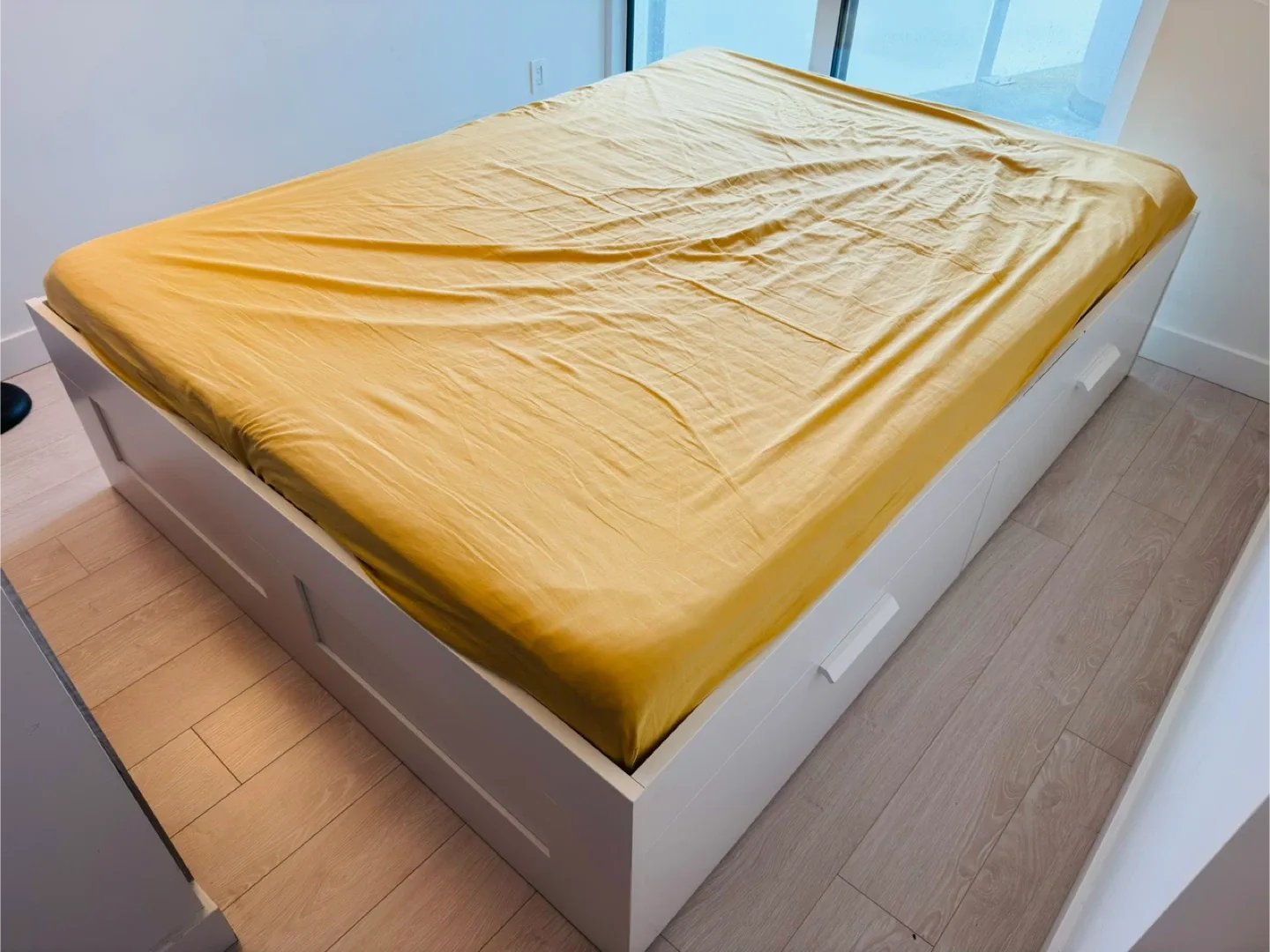 Queen Bed frame with storage drawers. Mattress also available