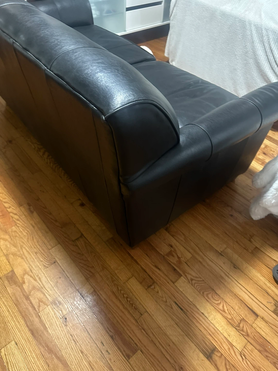 Black Leather Sofa Couch - photo 3