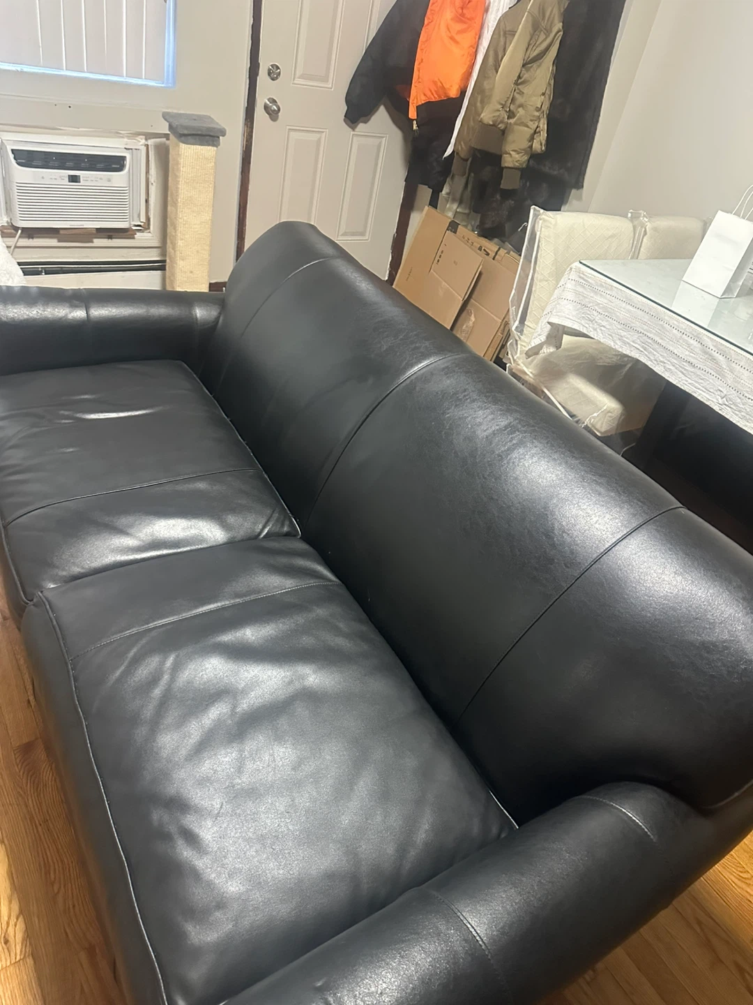 Black Leather Sofa Couch - photo 5