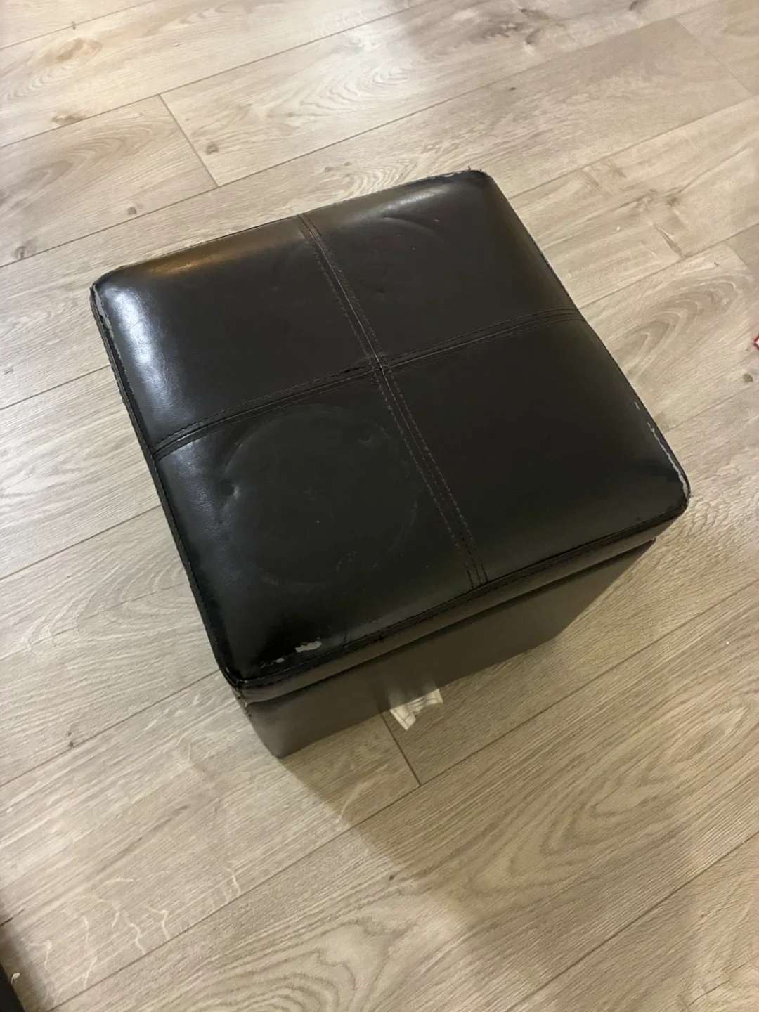 Black Storage Ottoman with Tray