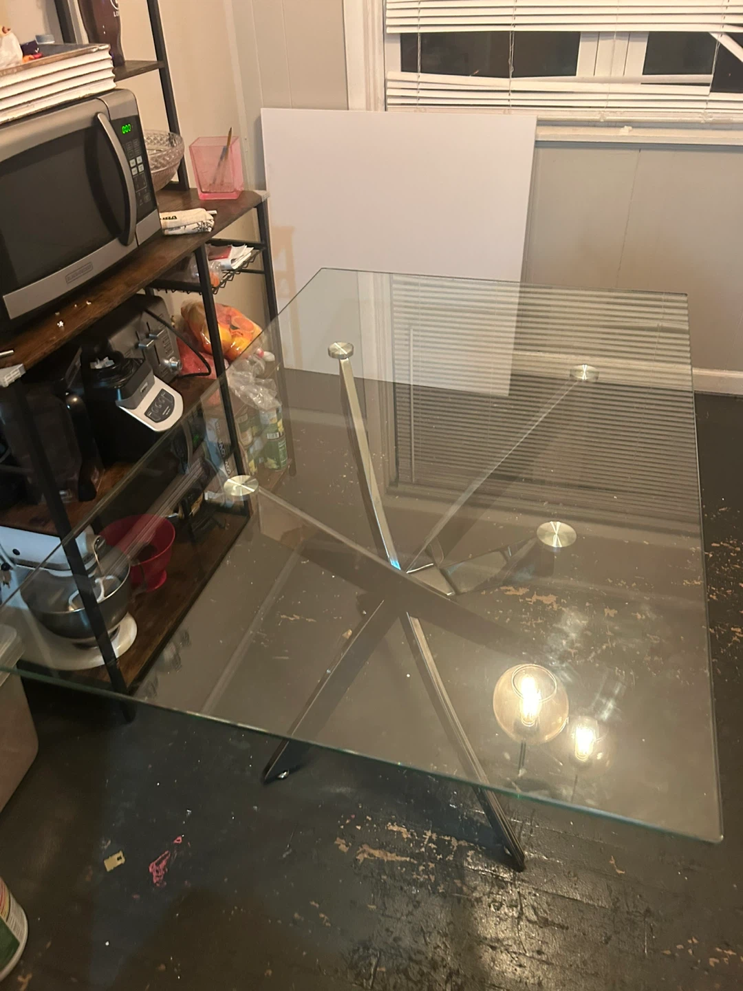 Glass kitchen table with 3 chairs included