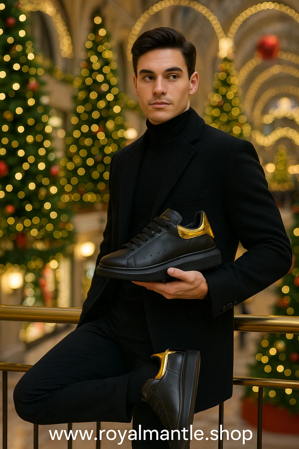 Alexander McQueen Black/Gold Oversized Sneakers - photo 2
