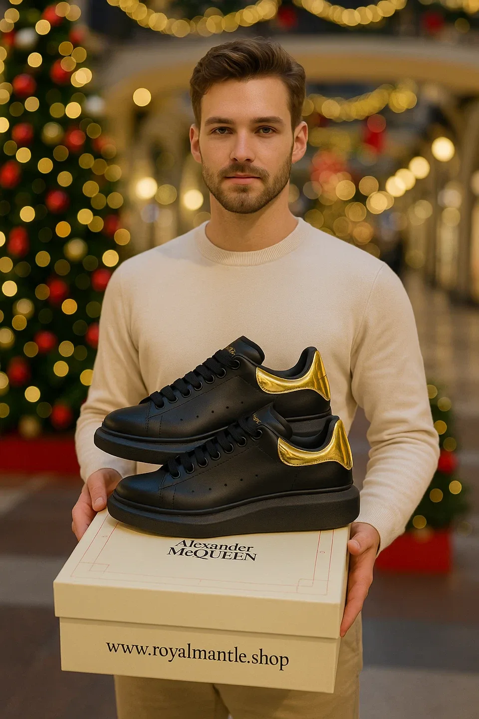 Alexander McQueen Black/Gold Oversized Sneakers