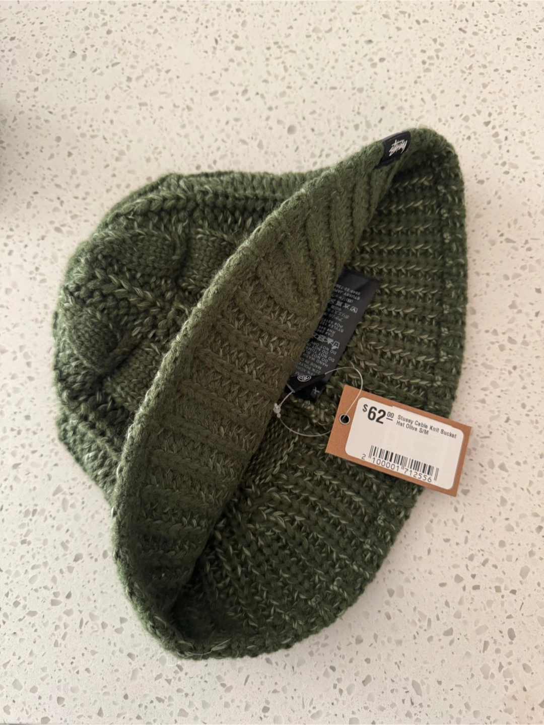 Stussy Cable Knit Bucket Hat Olive S/M - photo 3