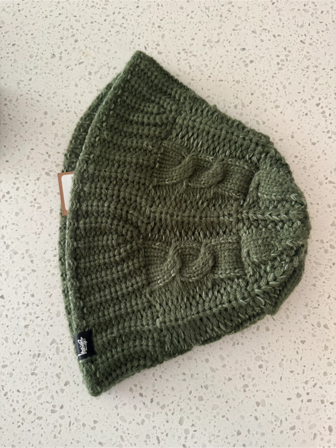 Stussy Cable Knit Bucket Hat Olive S/M