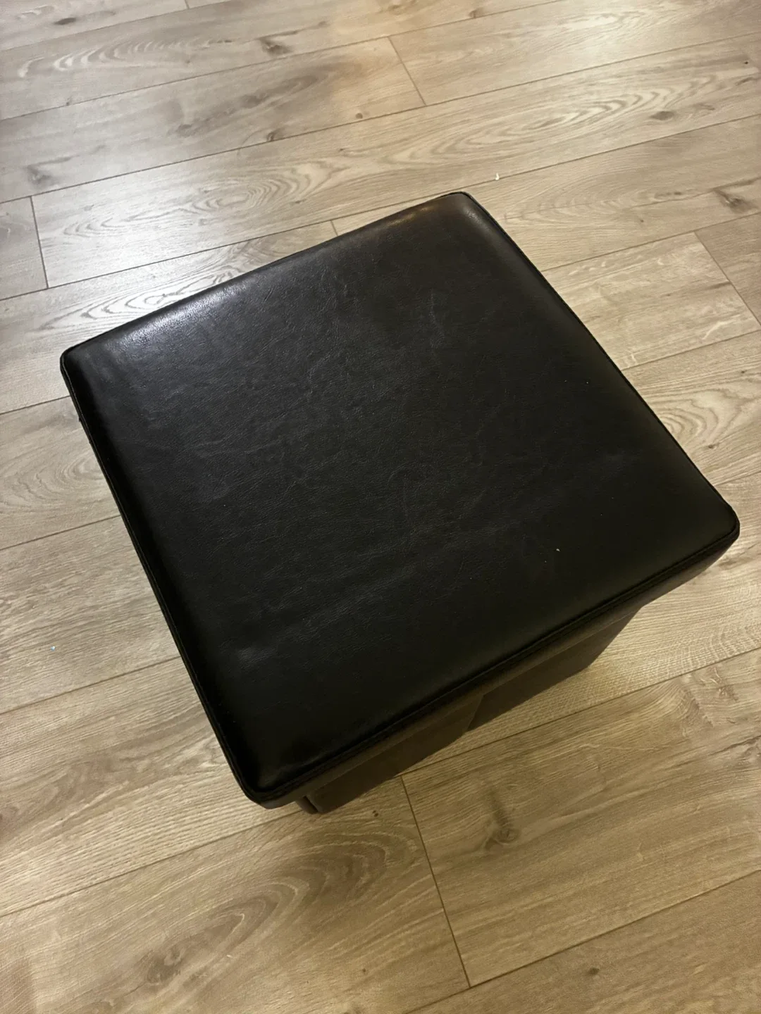 Folding Storage Ottoman - Black