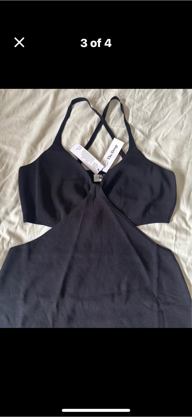 The Drop Cutout Knit Midi Dress, Black, Size S - photo 2
