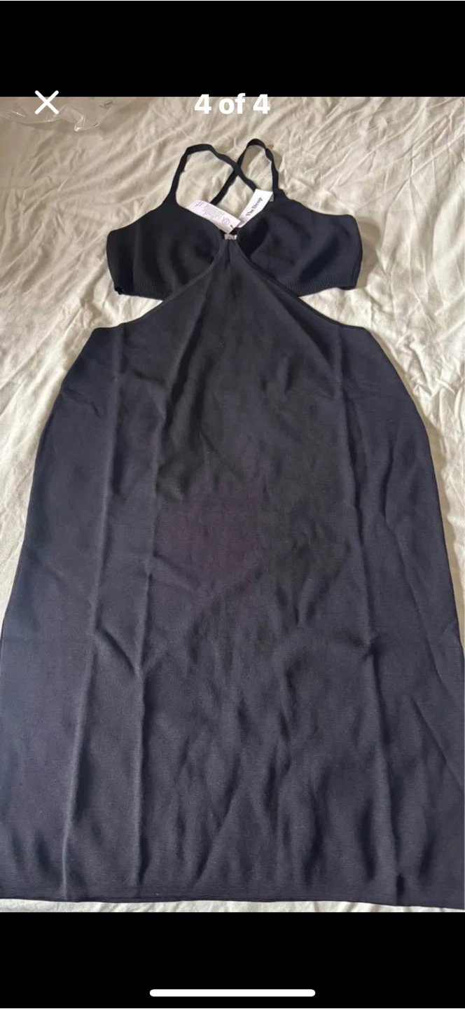 The Drop Cutout Knit Midi Dress, Black, Size S - photo 3