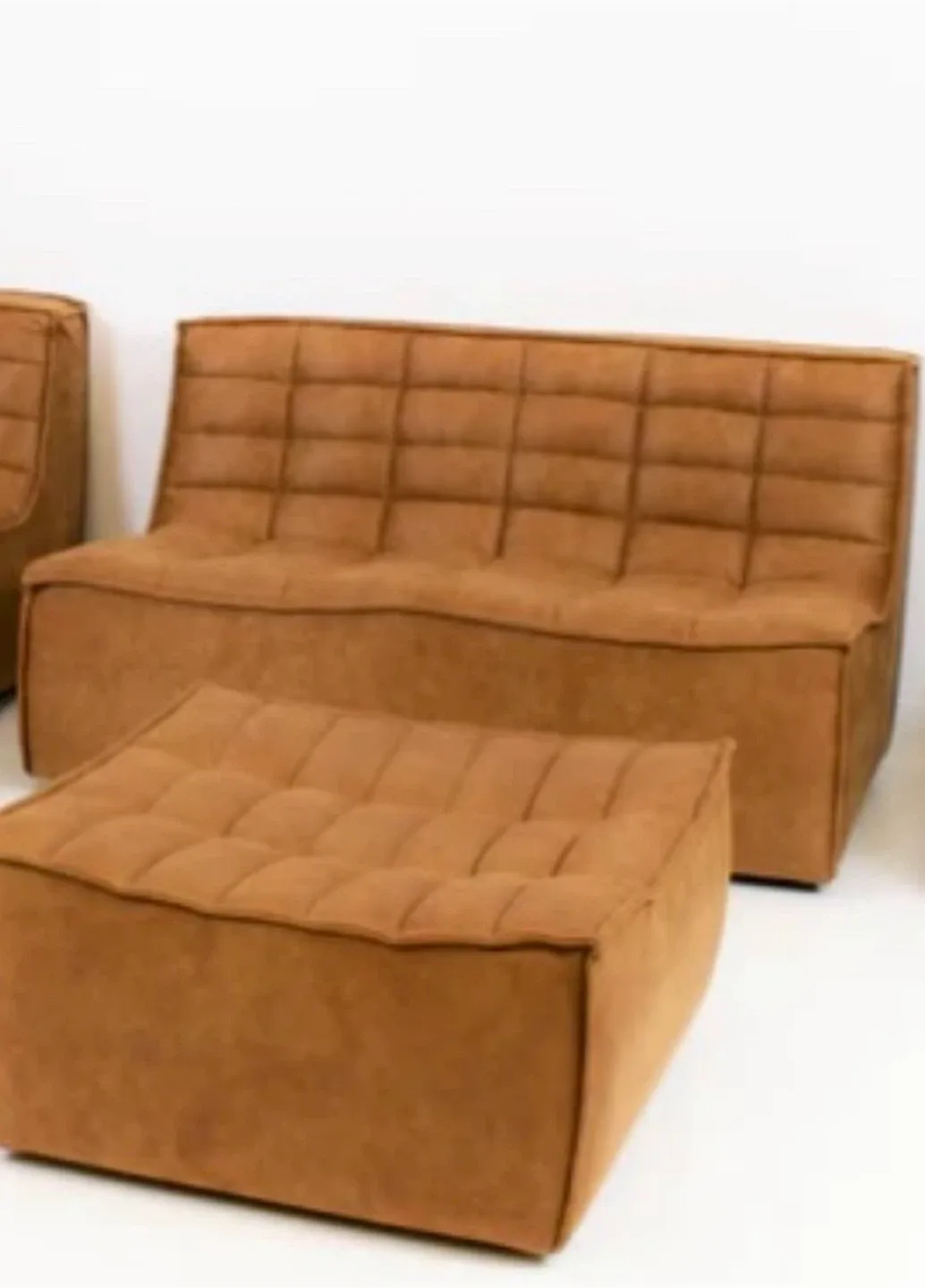 Brown Modular Sofa with Ottoman