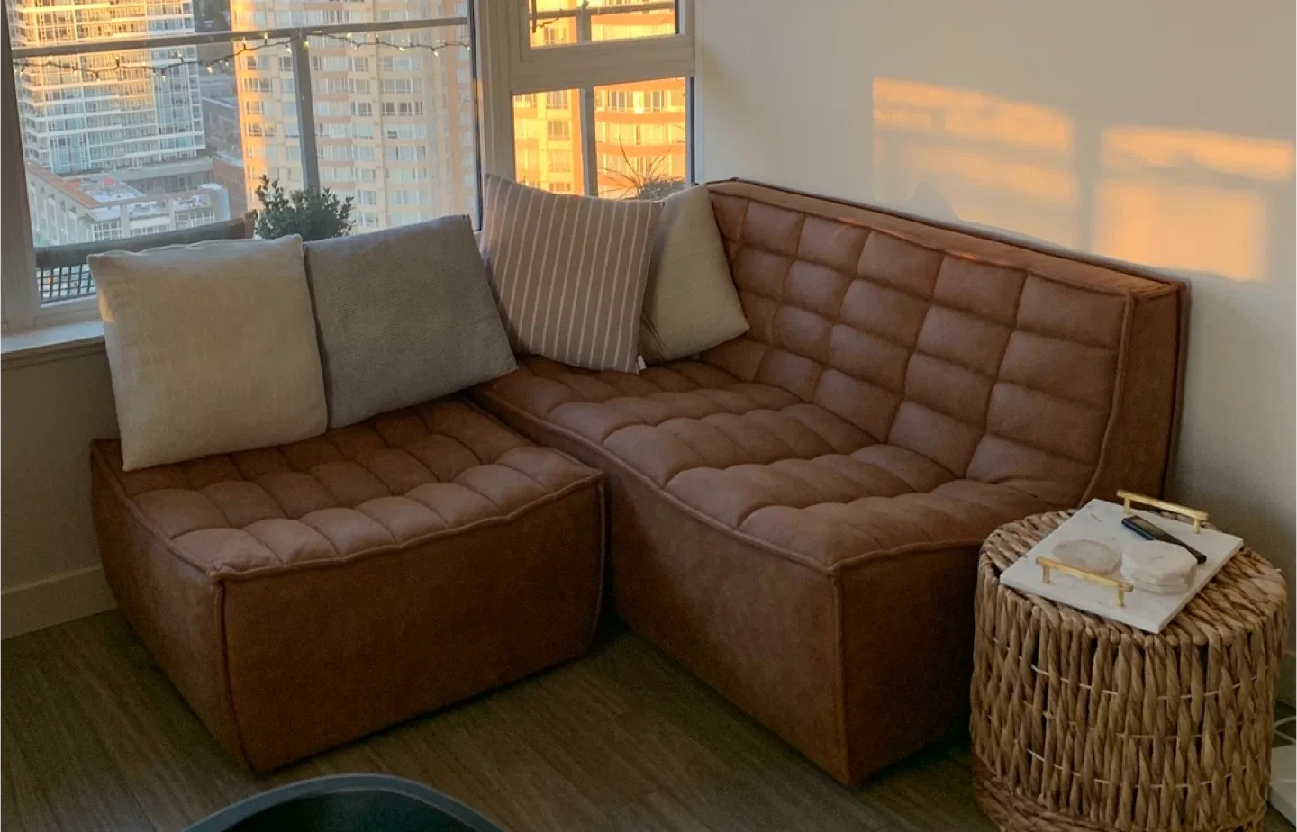 Brown Modular Sofa with Ottoman image indicator(2)