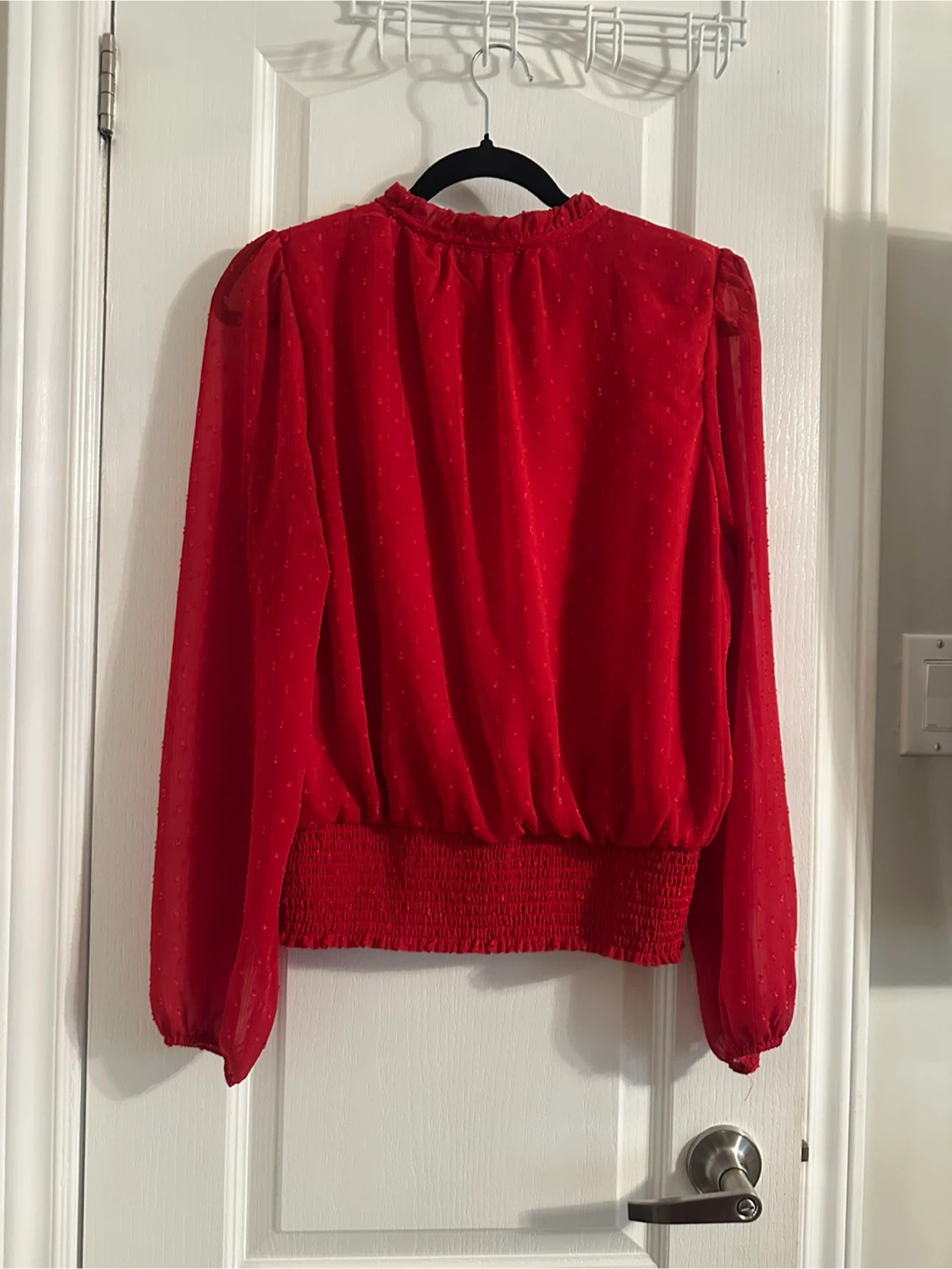 Red Chiffon Blouse - Size Large - photo 2