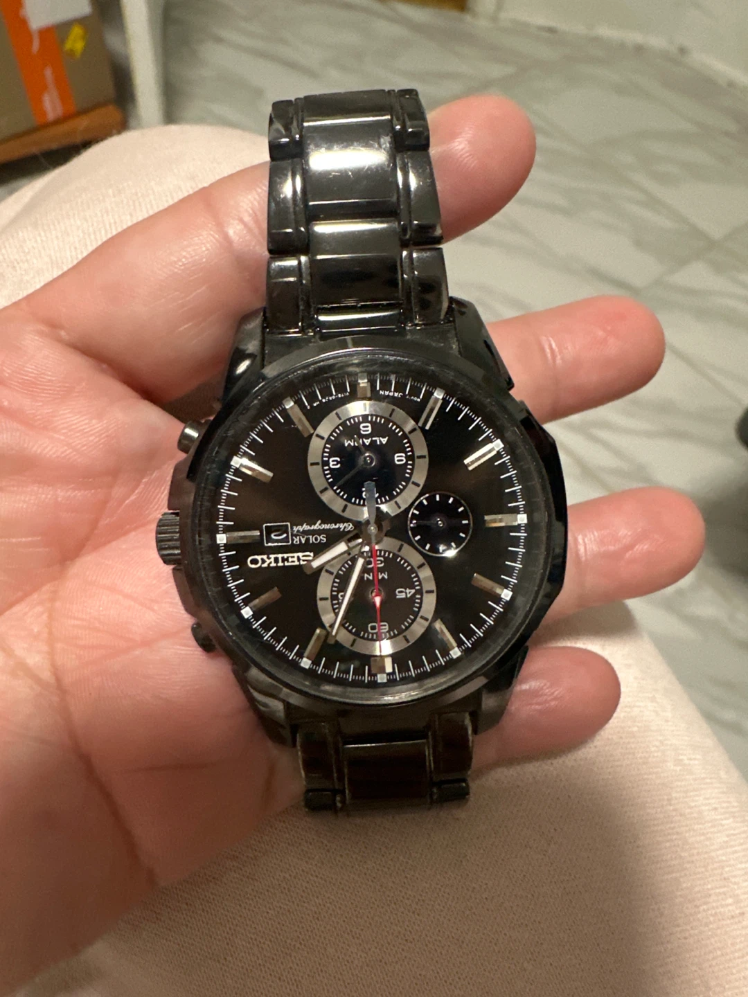 Seiko Men's Black Stainless Steel Watch