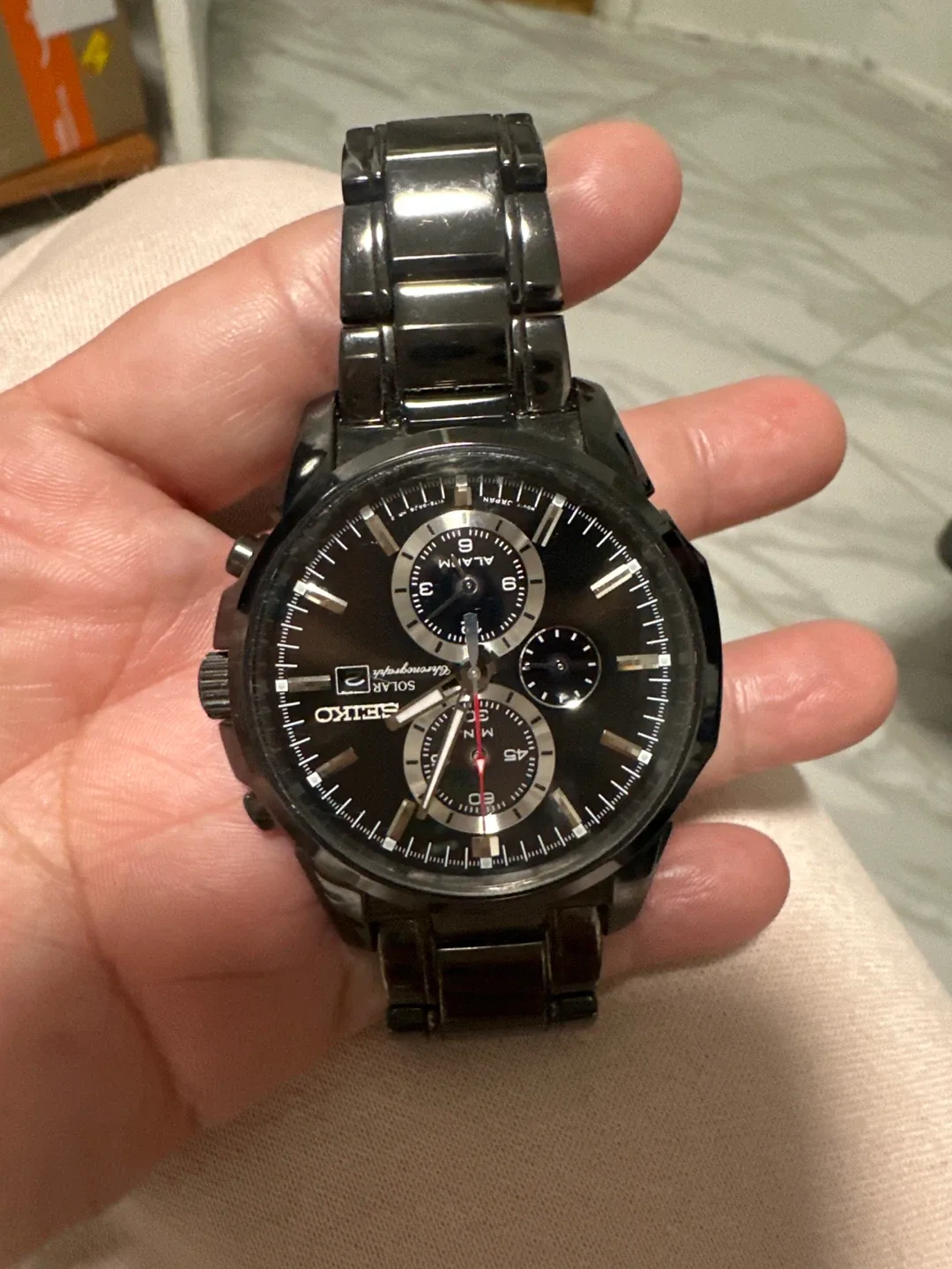 Seiko Men's Black Stainless Steel Watch