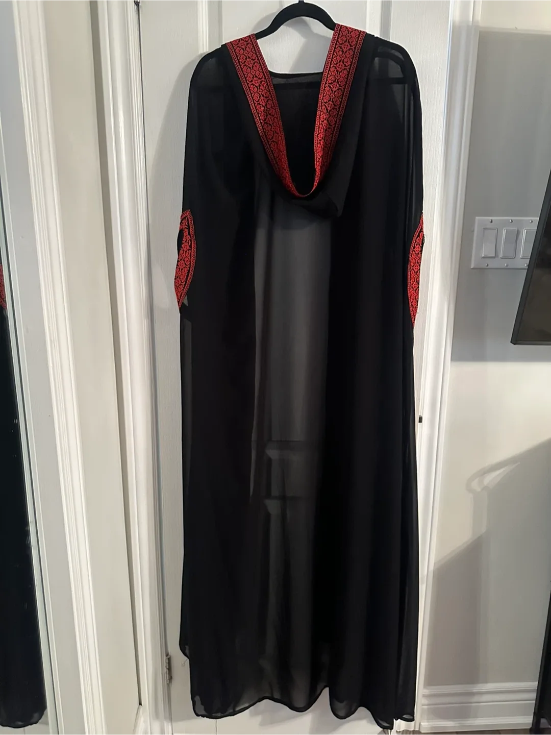 Black Embroidered Sheer Cape image indicator(3)