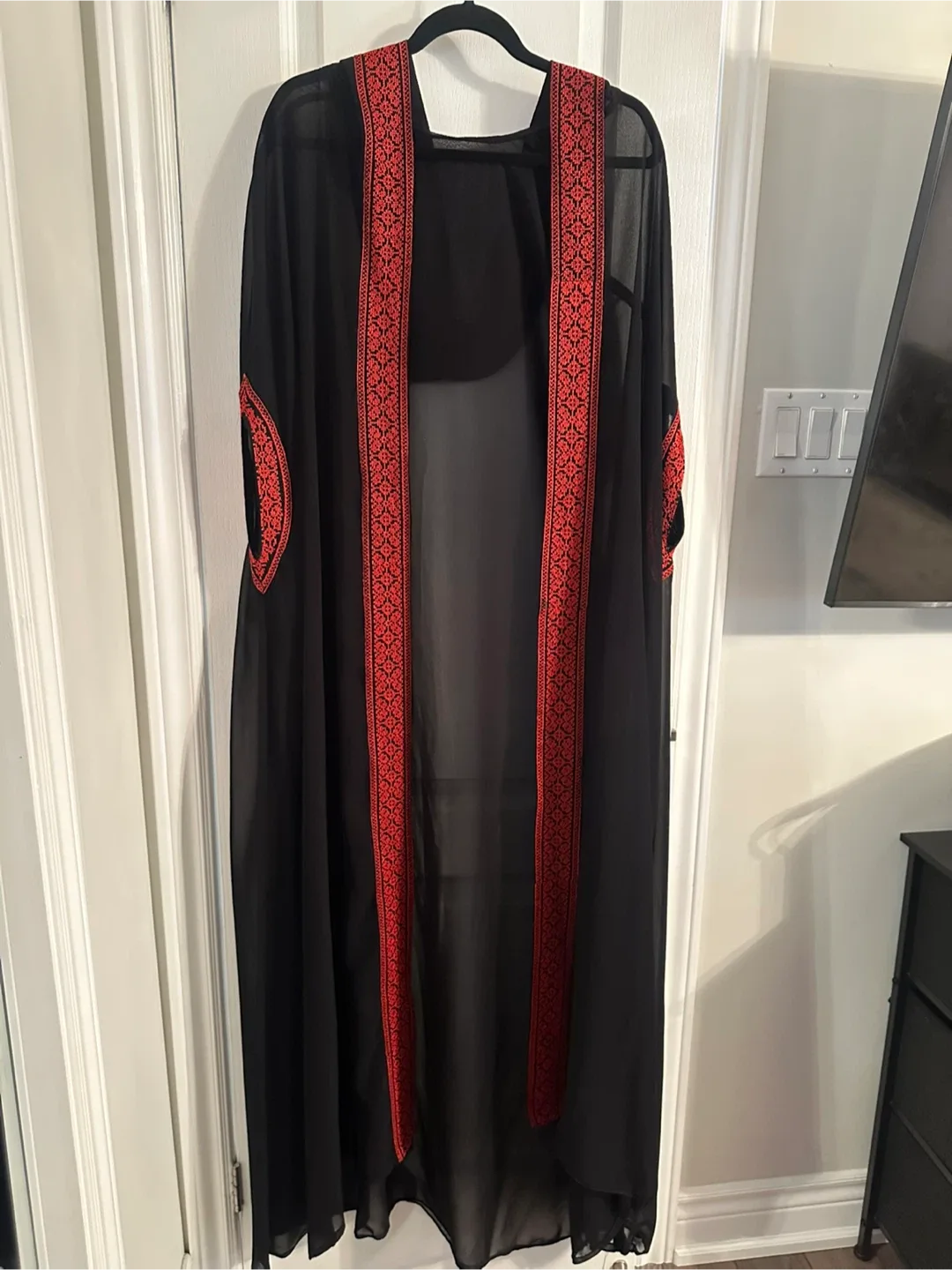 Black Embroidered Sheer Cape