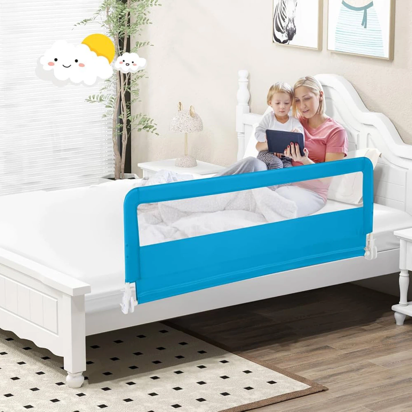 Blue Foldable Bed Rail for Safety-Babies and Toddlers #Cleanout