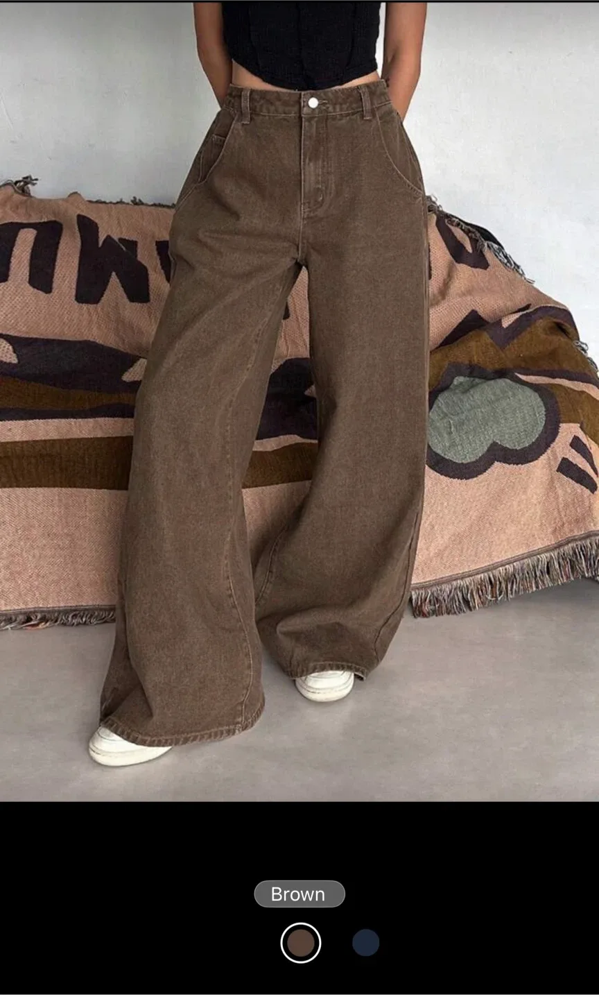 Brown Wide Leg Jeans - Size L