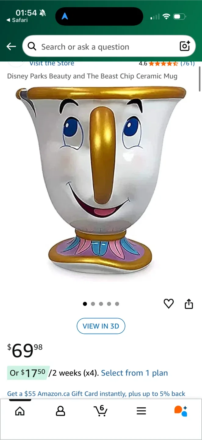 Disney Parks Beauty and The Beast Chip Ceramic Mug