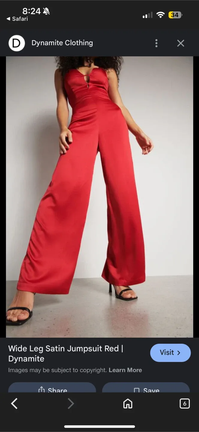 Dynamite Wide Leg Satin Jumpsuit - Red