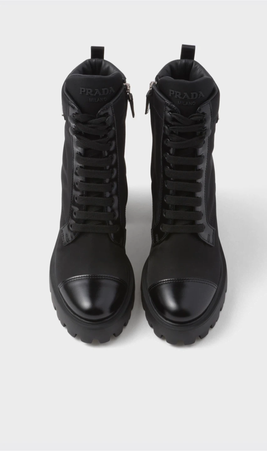 Prada Black Leather & Nylon Combat Boots - photo 2