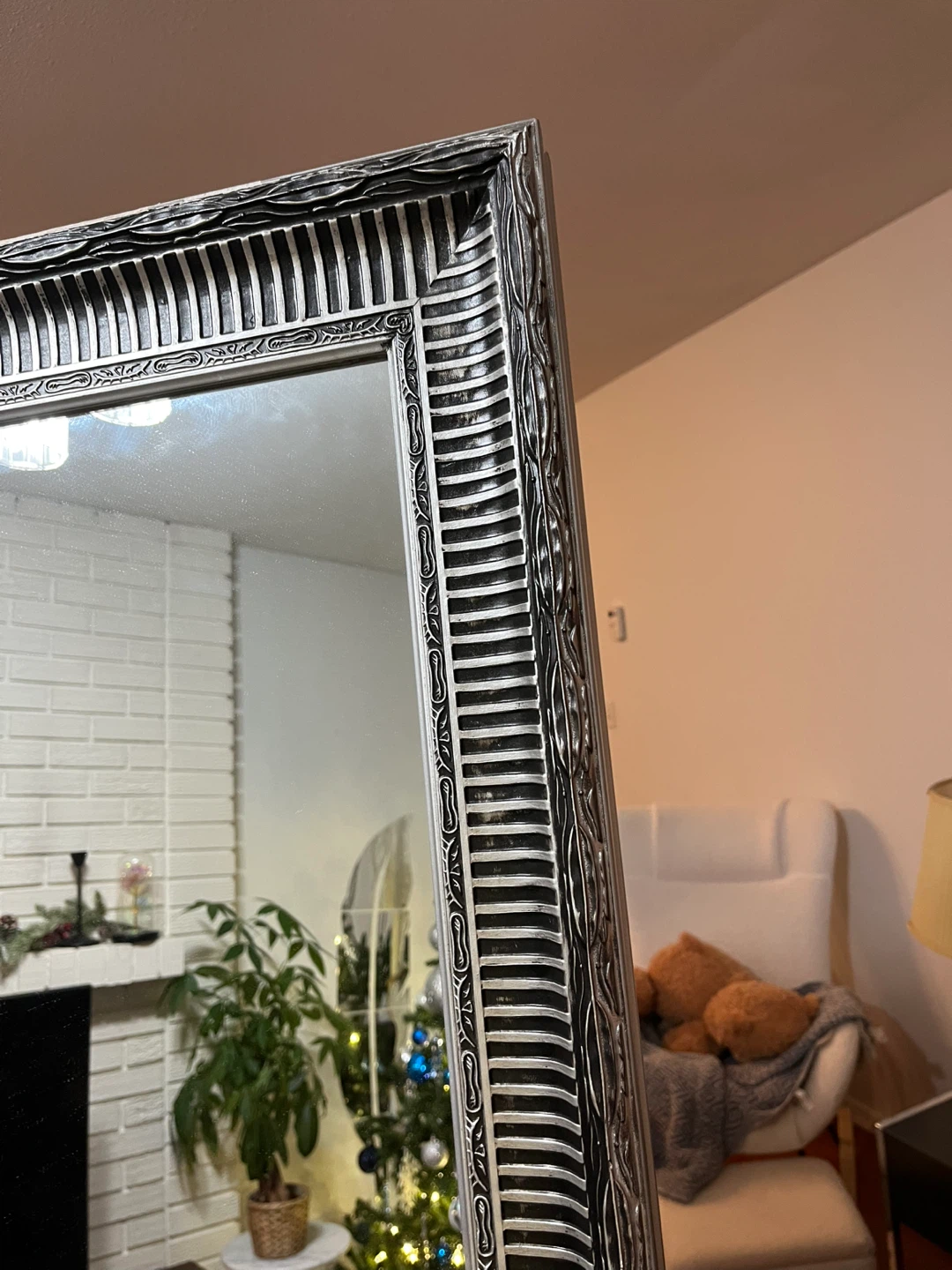 Full Length Mirror with Ornate Silver Frame - photo 4
