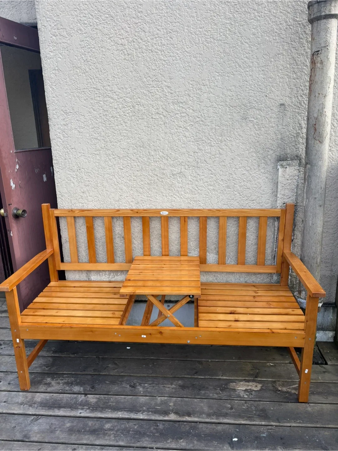 Wooden Garden Bench with Foldable Table
