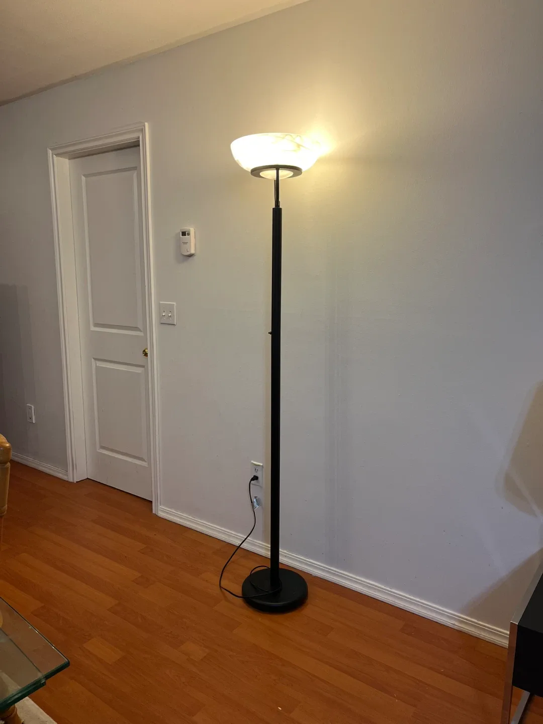 Black Floor Lamp with White glass Shade