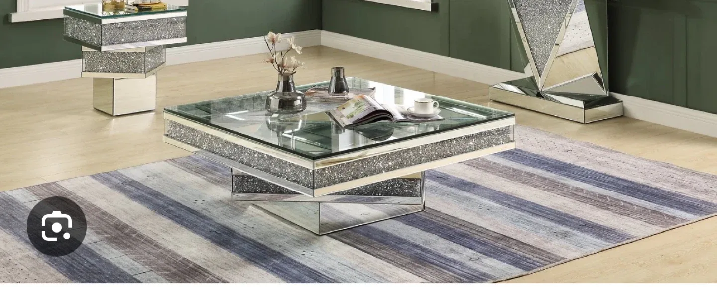 Silver Metal Diamond Look Coffee Table image indicator(2)