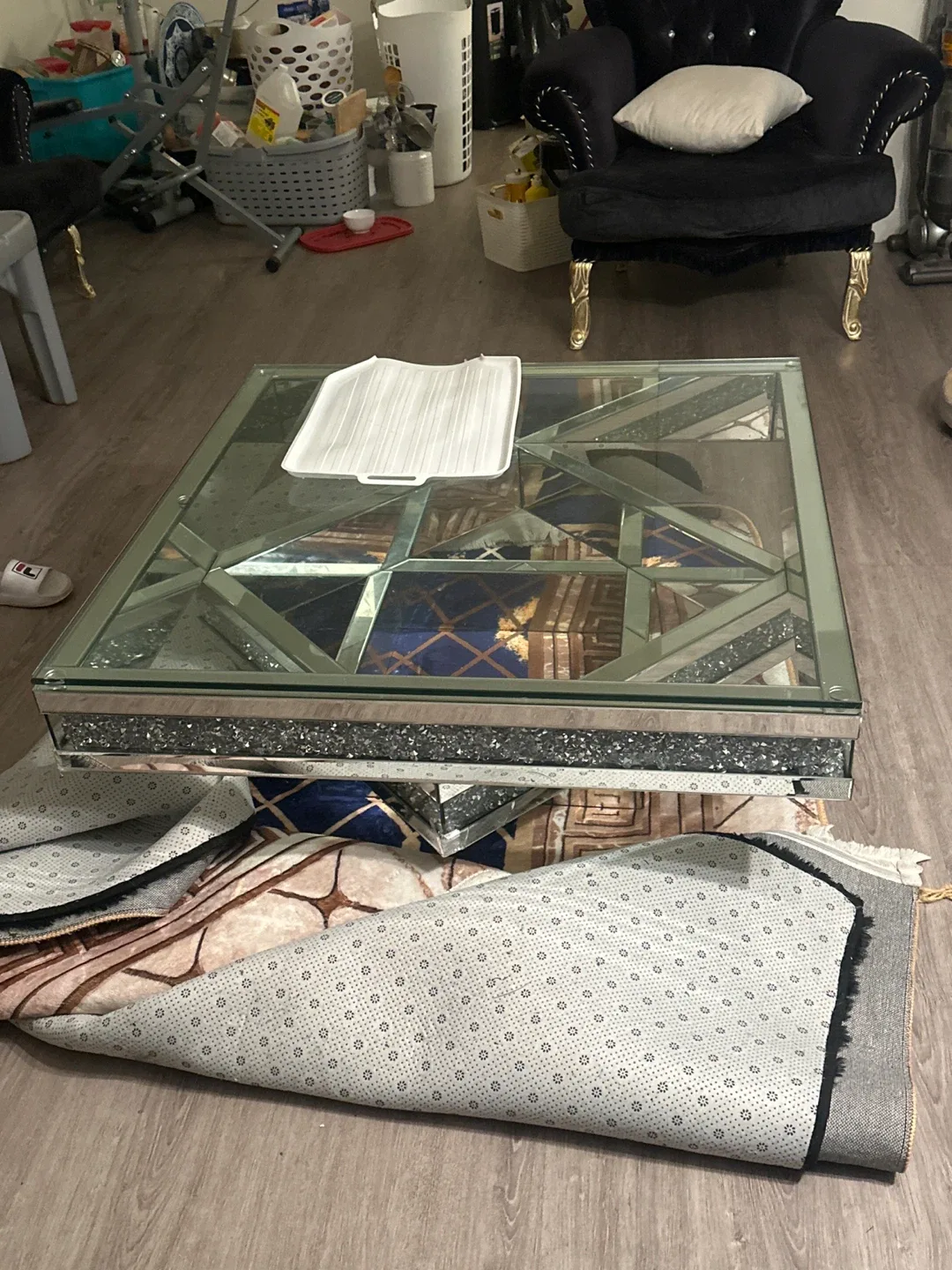 Silver Metal Diamond Look Coffee Table image indicator(3)