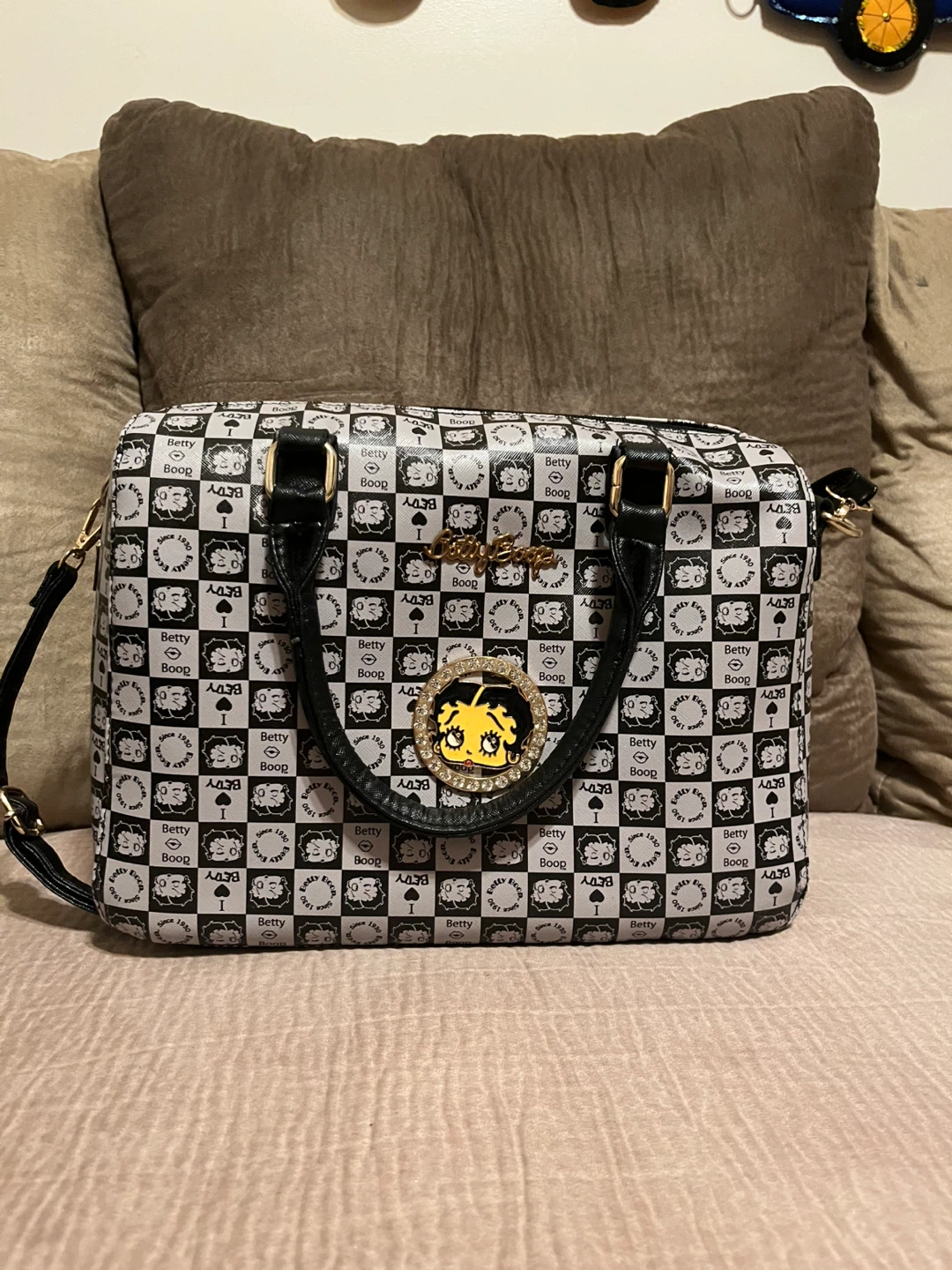 Betty Boop Checkerboard Satchel Bag