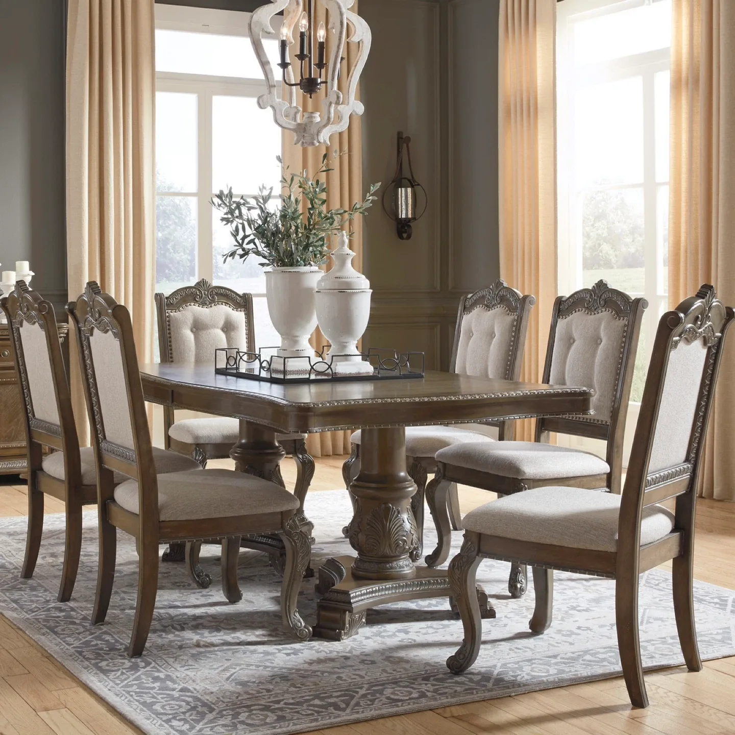 Ashley Charmond Wood Dining Table And 8 Chairs