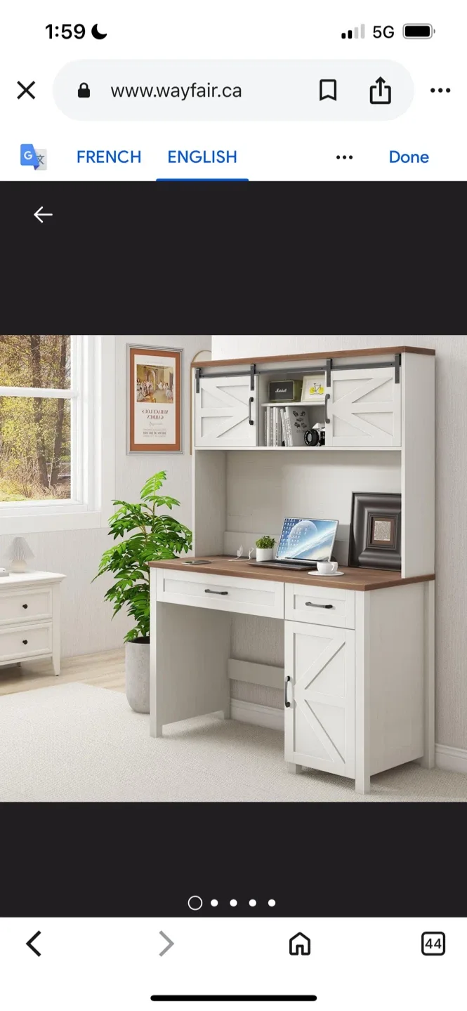 New Wayfair White & Brown Desk with Hutch