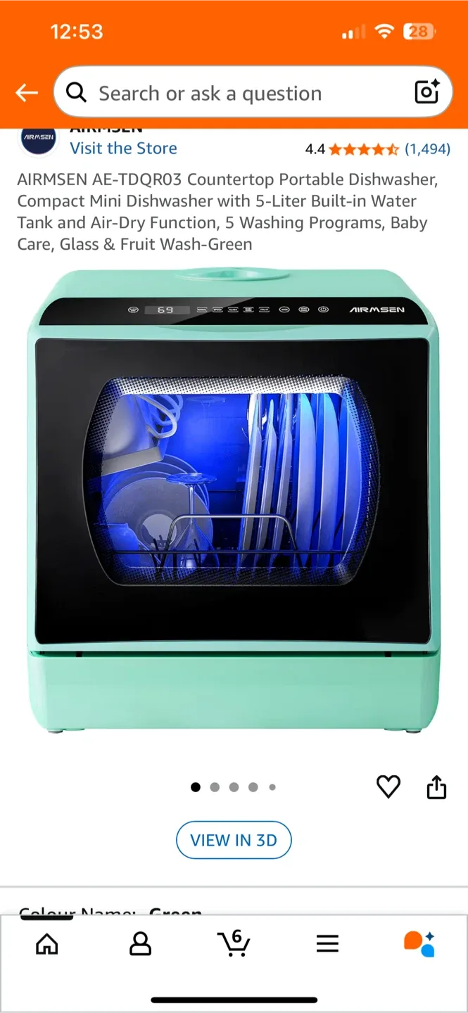 AIRMSEN AE-TDQR03 Countertop Dishwasher - Green