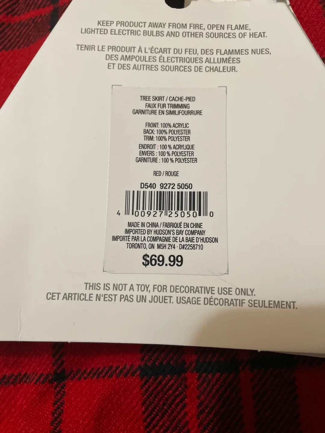 Hudson's Bay Red Plaid Tree Skirt image indicator(3)