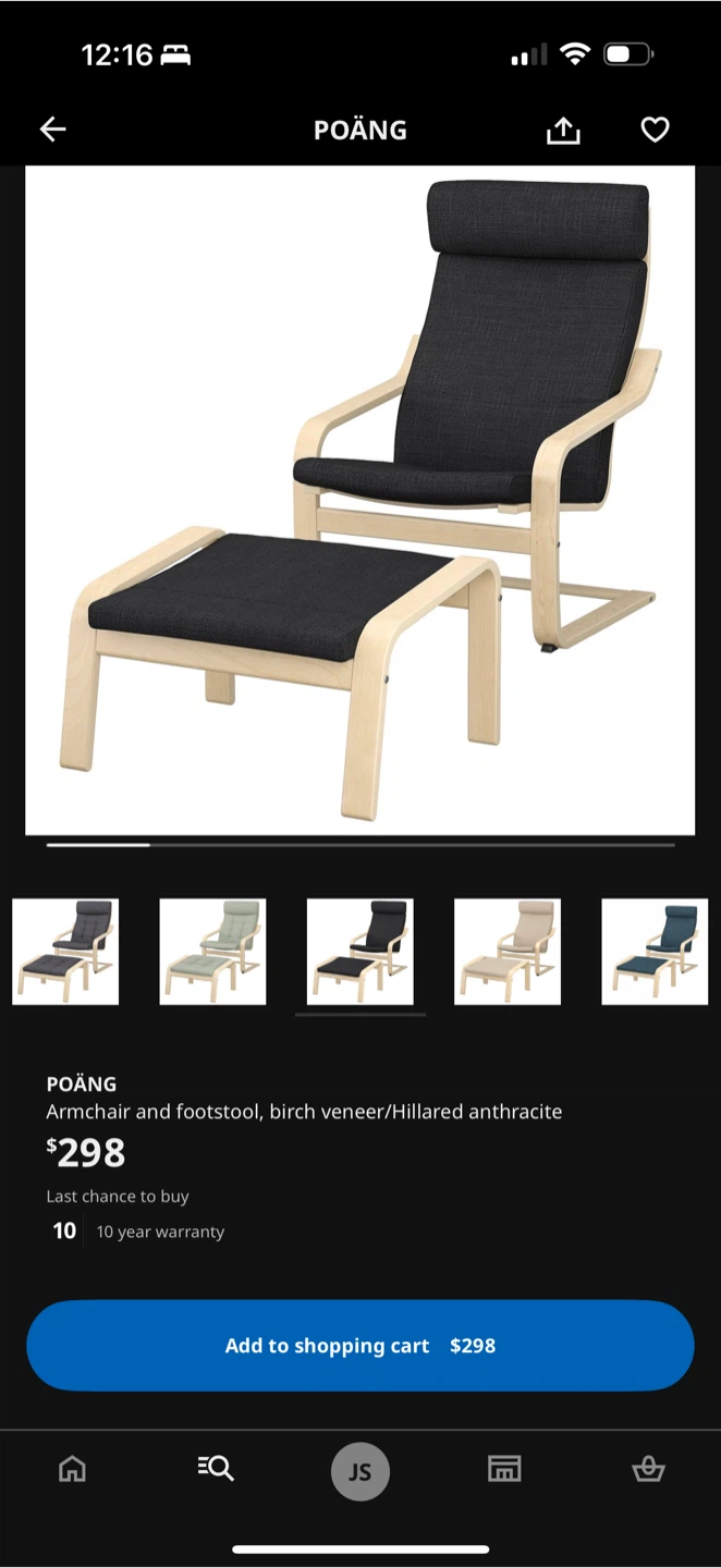 Chair and Footstool Set - Black - IKEA Poang - photo 2