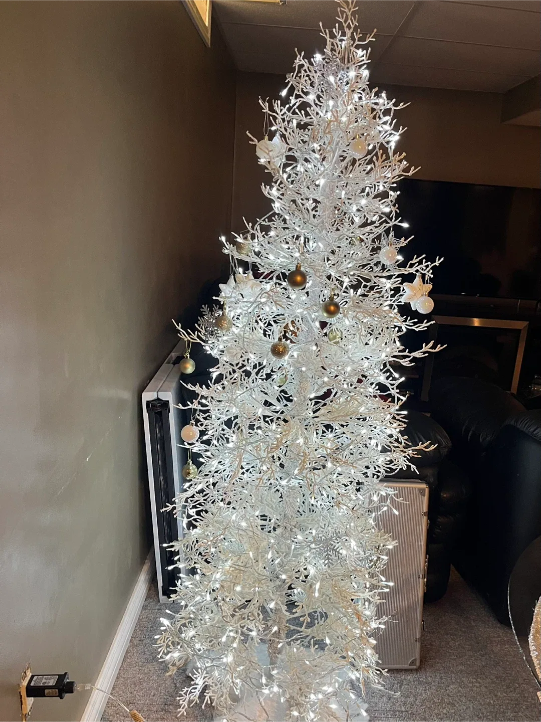 Decorated White Christmas Tree