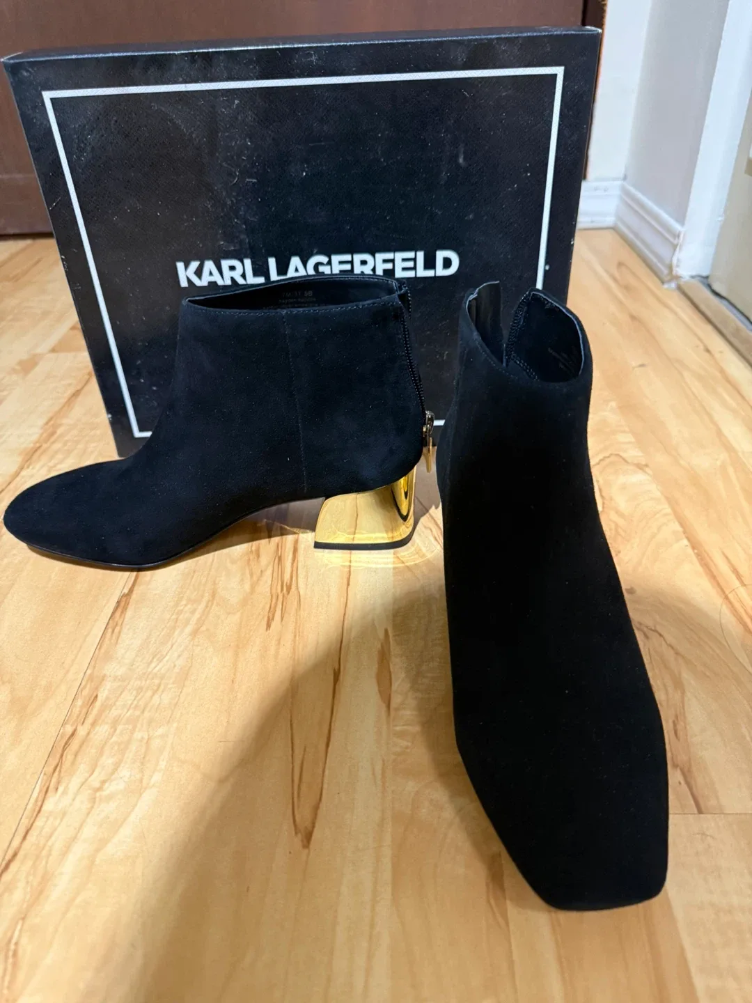 Karl Lagerfeld Paris Black Suede Booties - Size 7