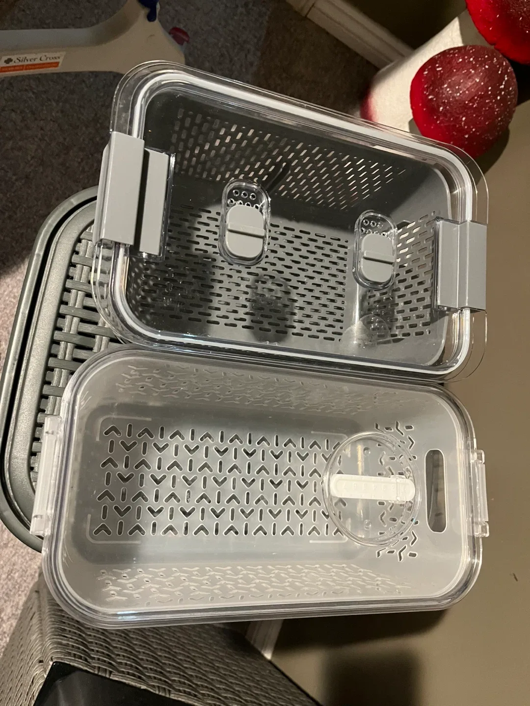 Lockable Storage Basket - Grey/Clear