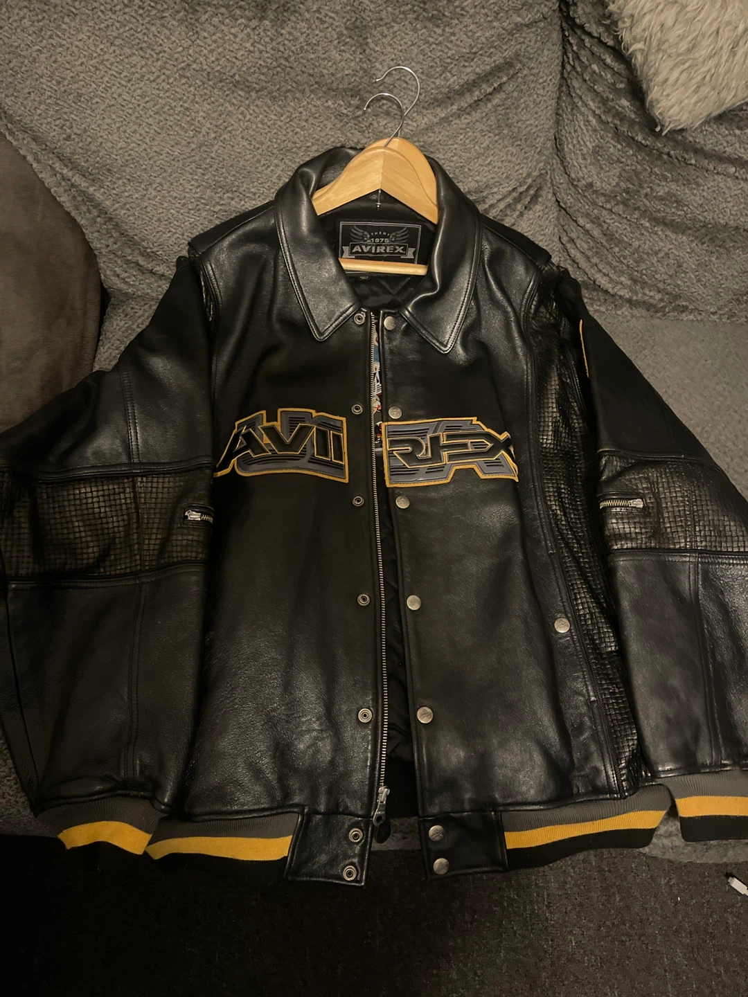 Vintage 1975 Hockey Avirex Black Leather Jacket