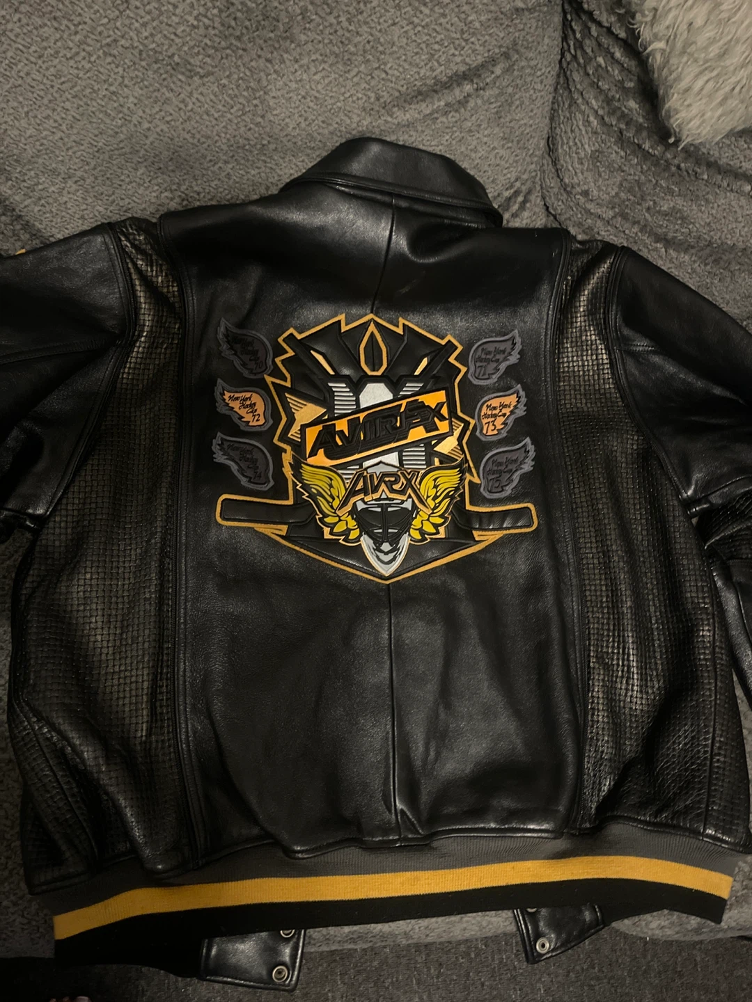 Vintage 1975 Hockey Avirex Black Leather Jacket - photo 3