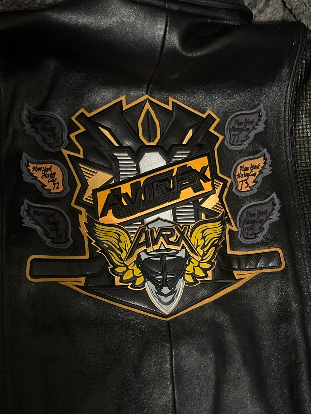 Vintage 1975 Hockey Avirex Black Leather Jacket - photo 4