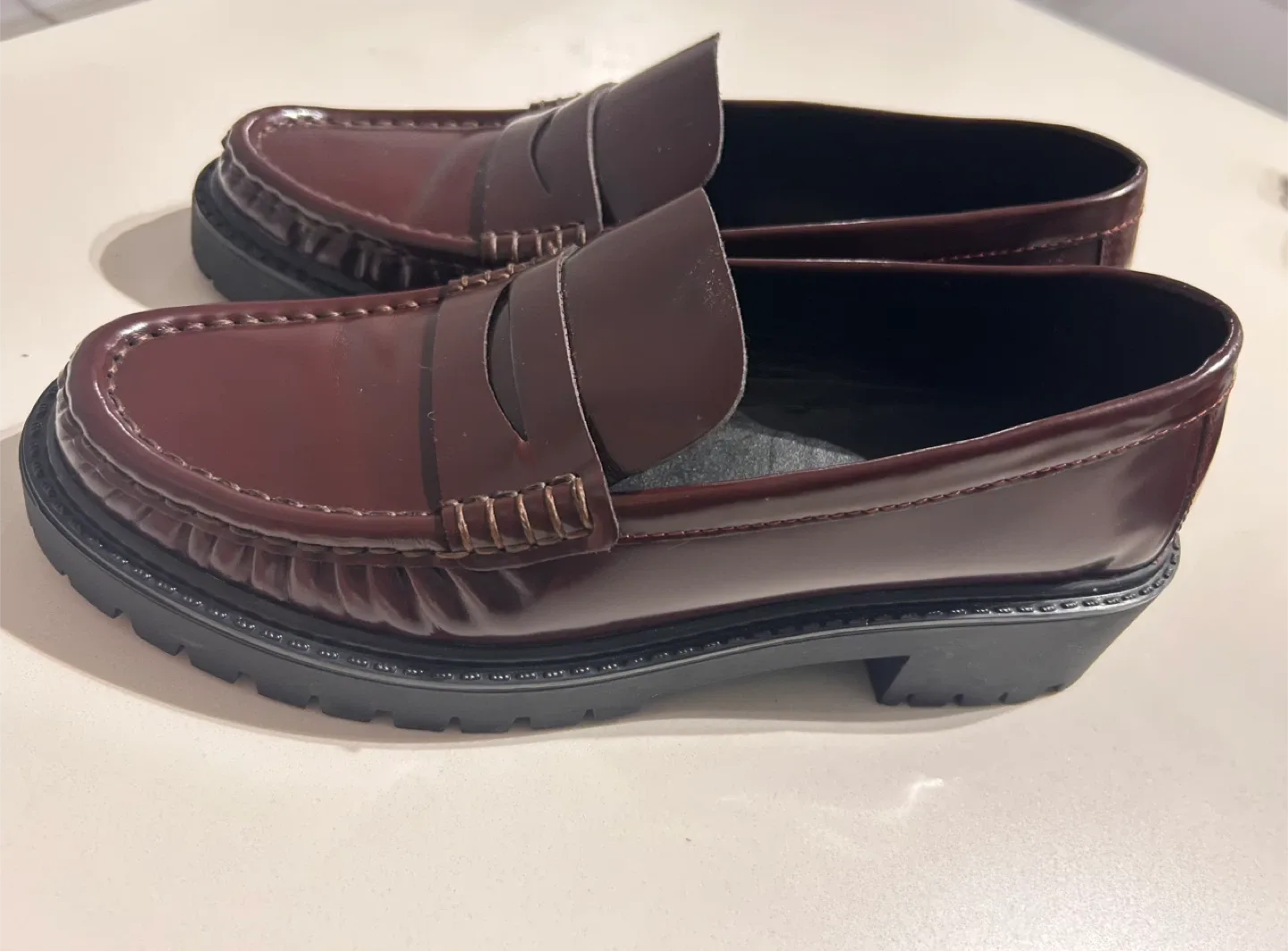 Burgundy Leather Penny Loafers
