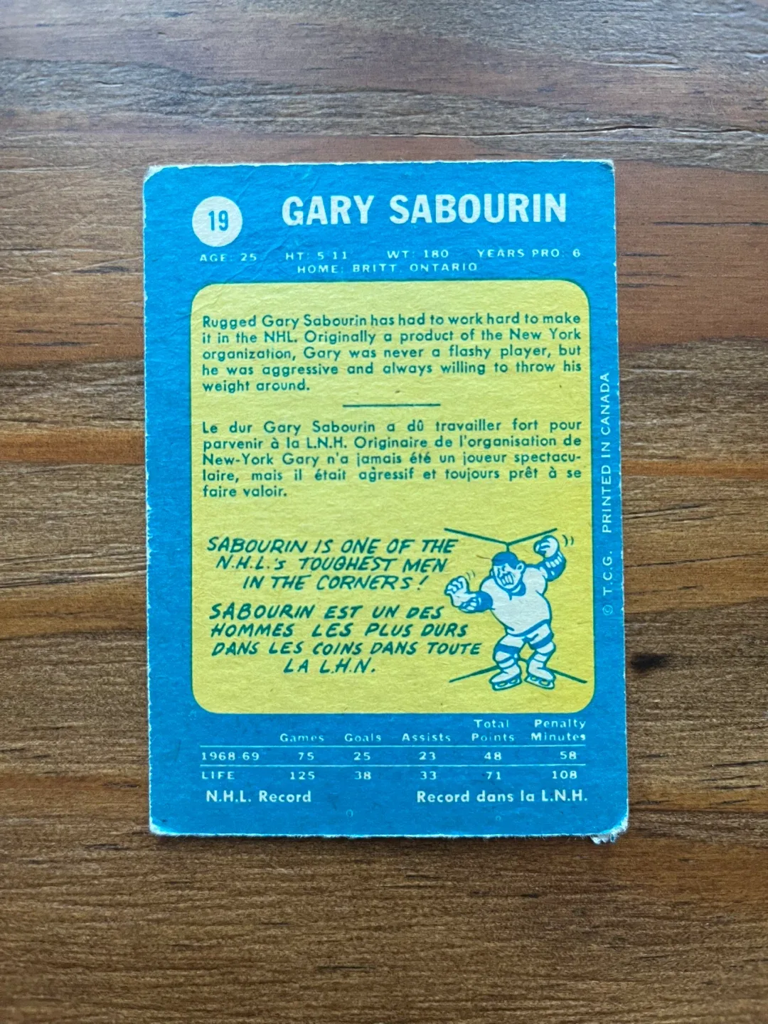 1969 O-PEE-CHEE 19 GARY SABOURIN image indicator(2)