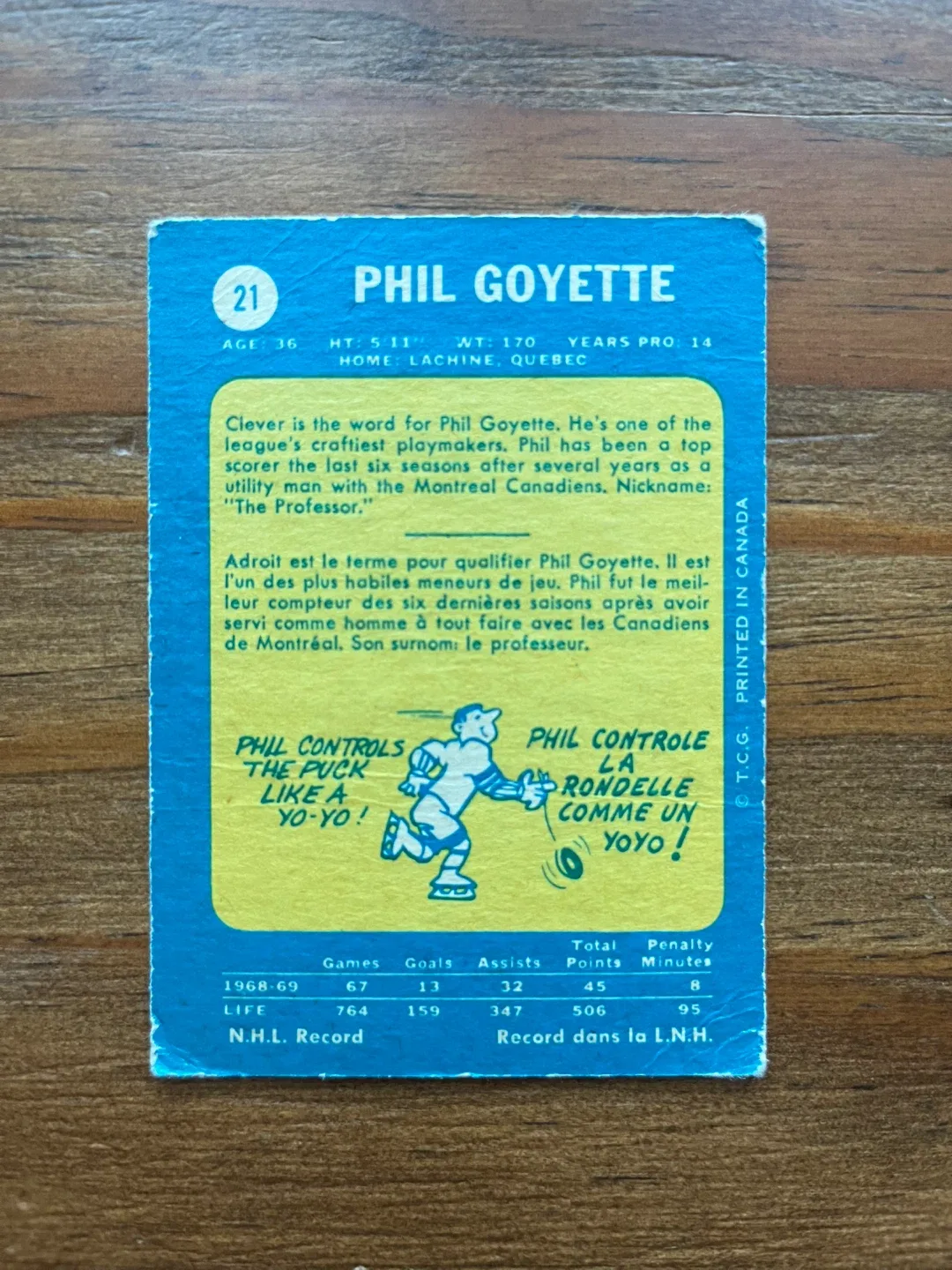1969 O-PEE-CHEE 21 PHIL GOYETTE image indicator(2)