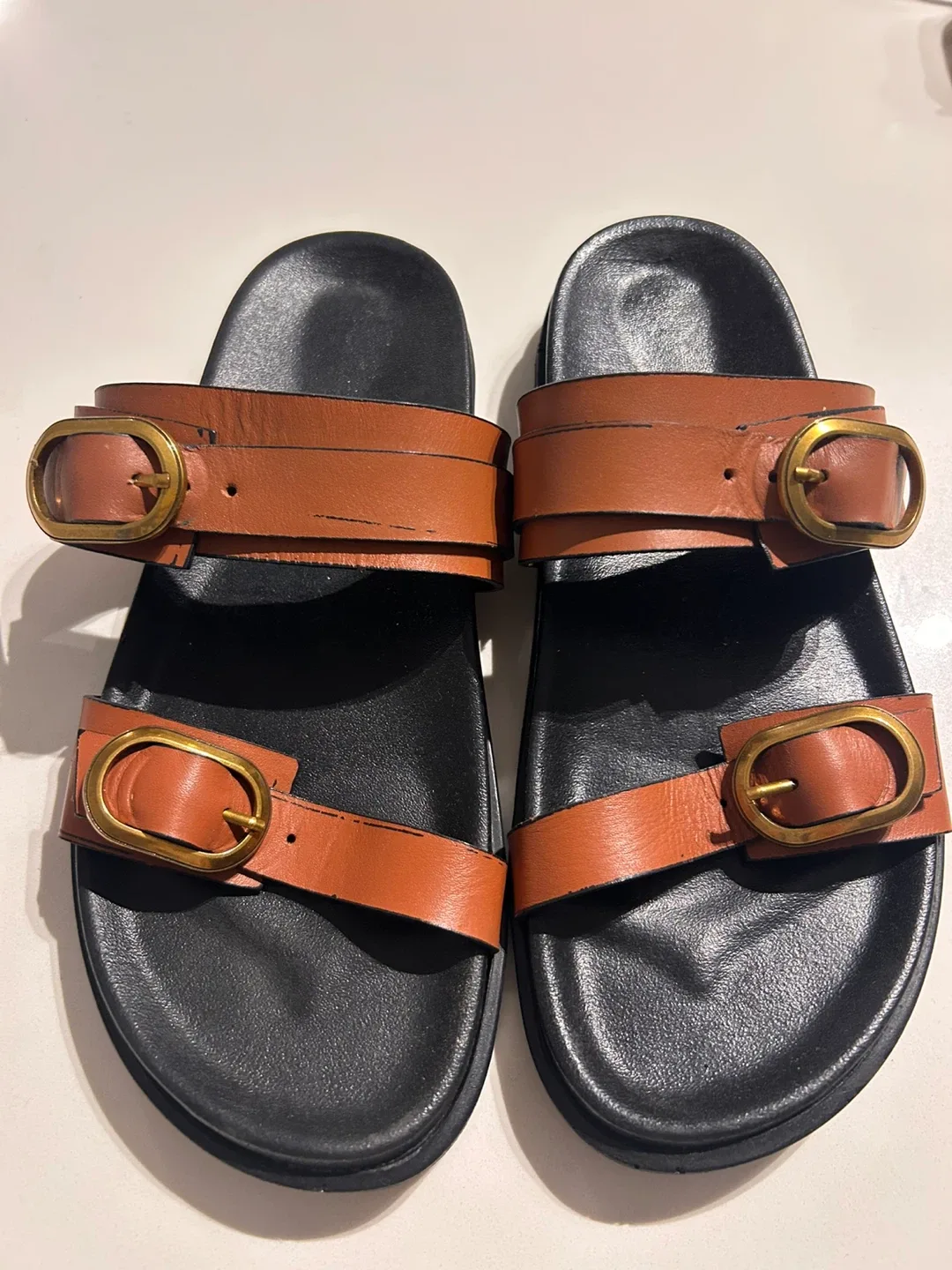 Coach Leather Buckle Sandals