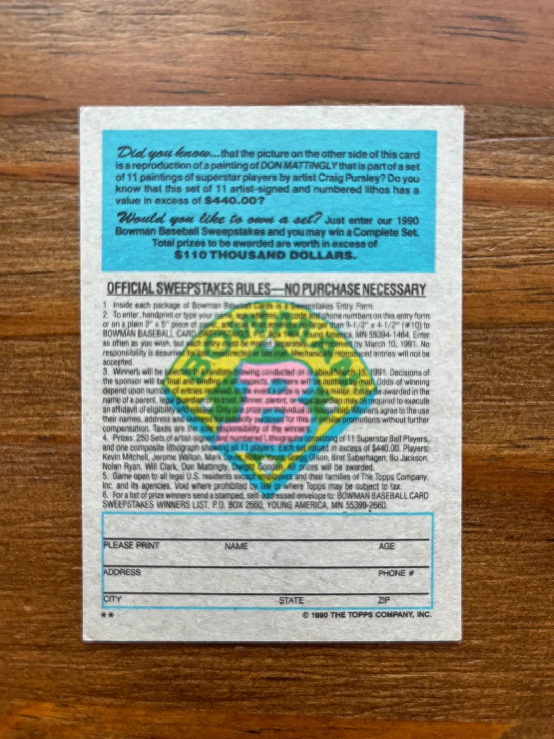 1990 BOWMAN INSERTS DON MATTINGLY TIFFANY image indicator(2)