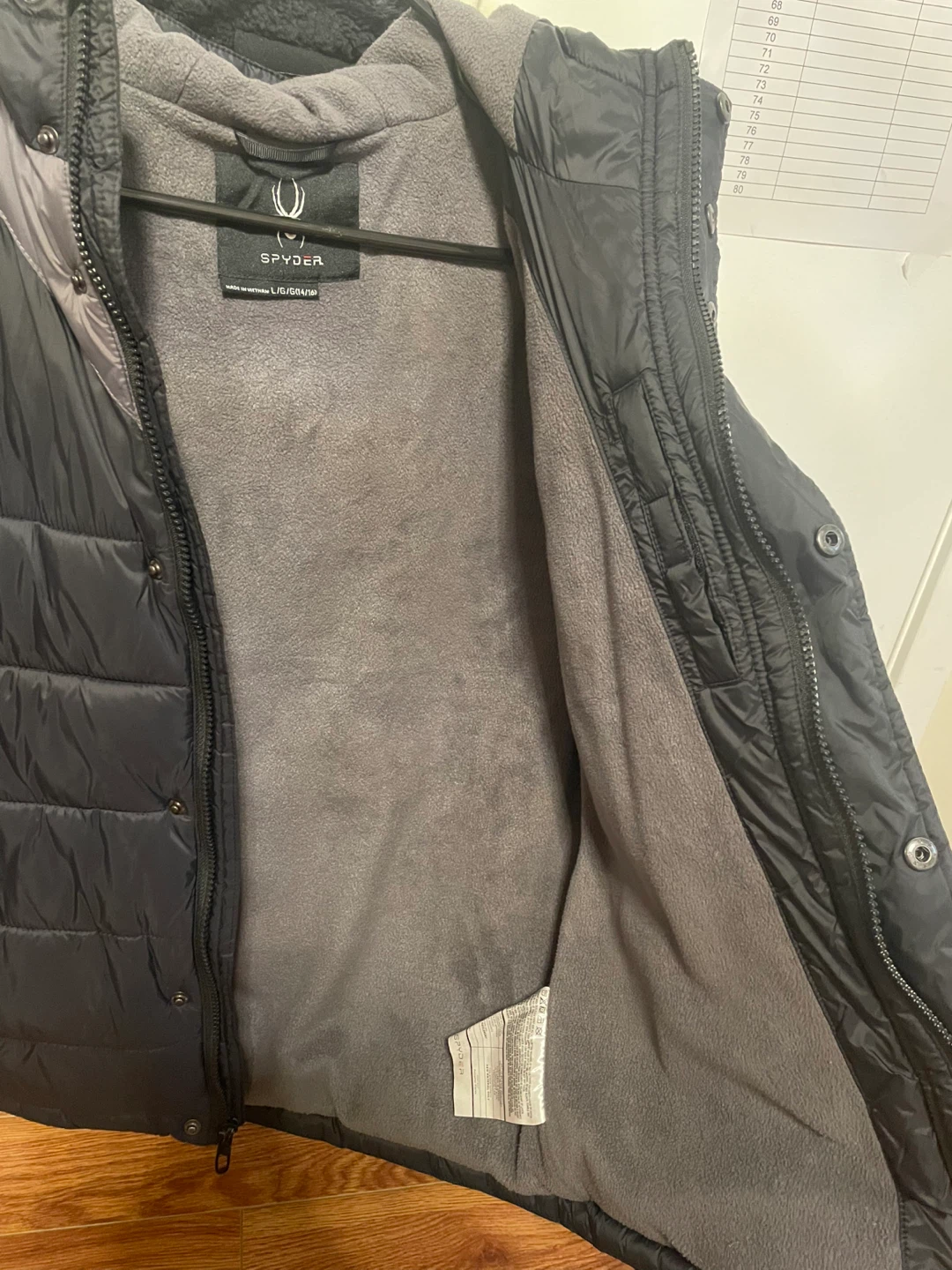Spyder Puffer Jacket - Size L - Black/Grey - photo 3