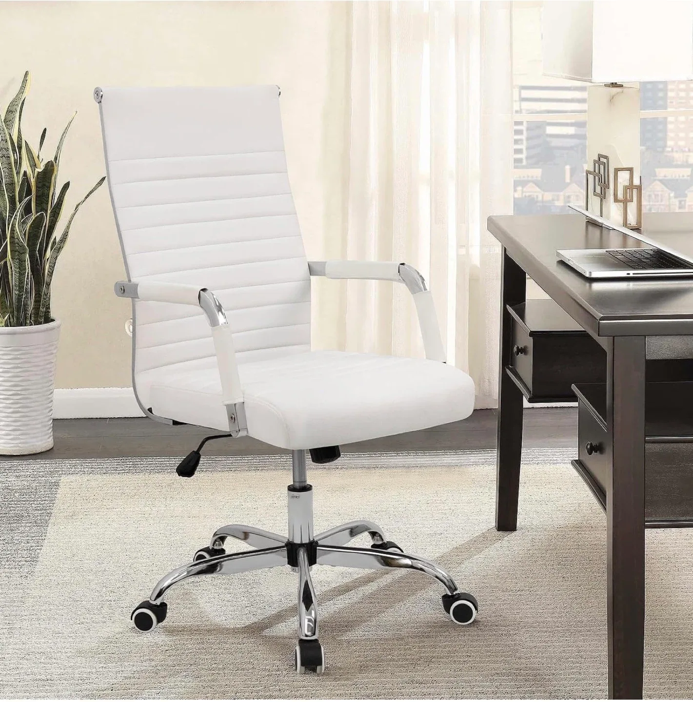 White PU Leather Office Chair