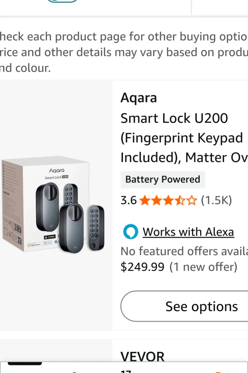 Aqara Smart Lock U200 (Fingerprint Keypad Included)